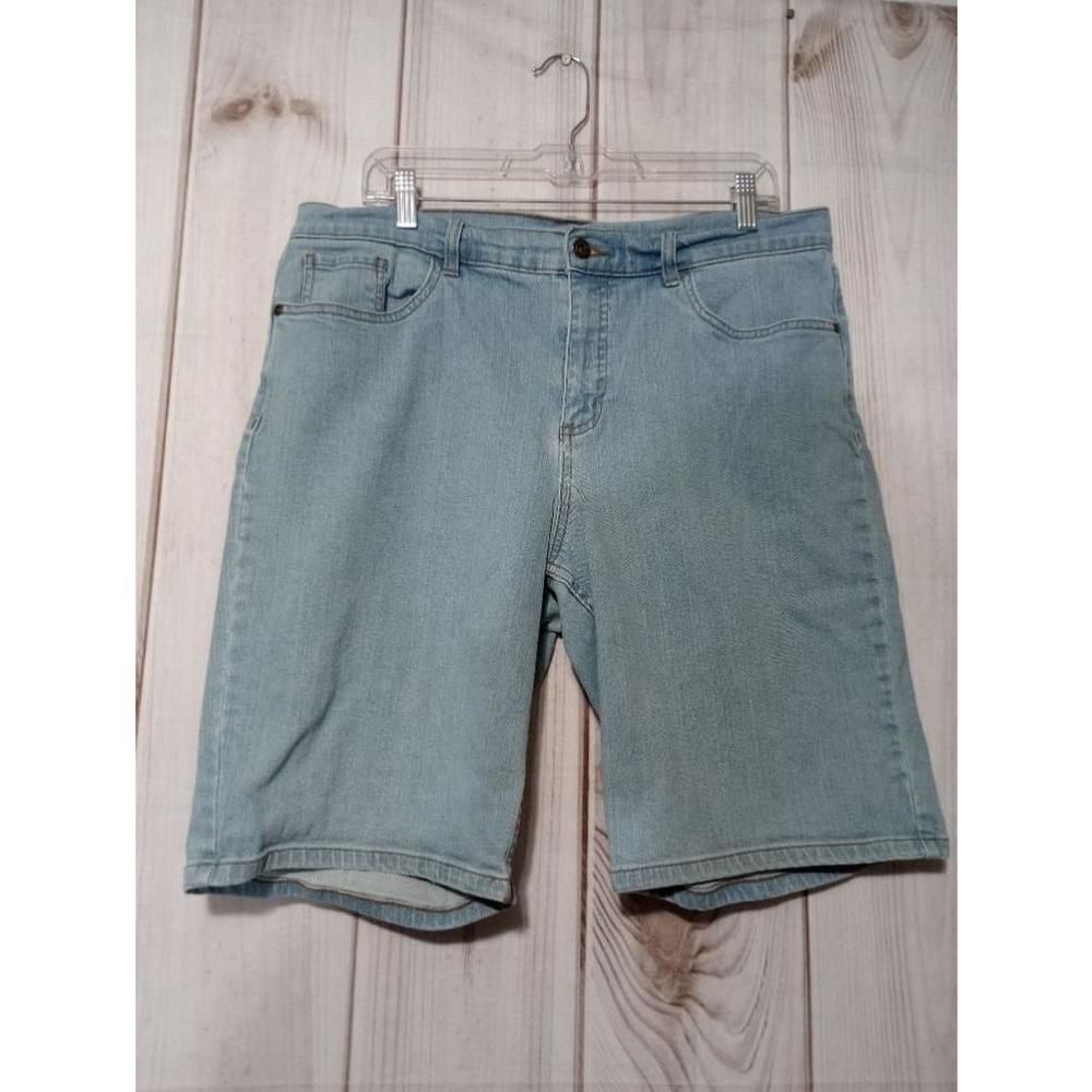 Denim & Co Womens Light Wash Stretch Denim Bermuda Shorts Size 16